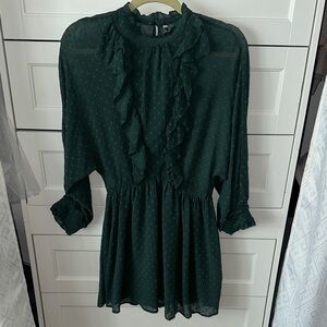 Zara Dark Green Ruffle Blouse